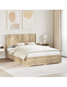 Struttura del letto con stoccaggio e testata Rovere Sonoma