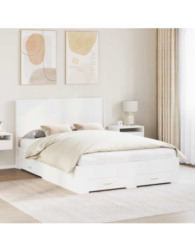 Struttura del letto con stoccaggio e testata Bianco