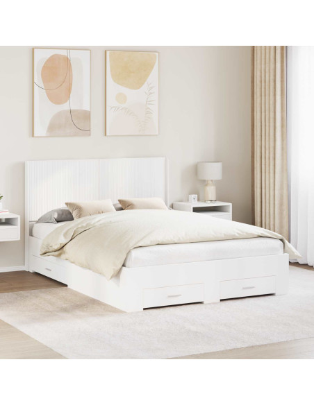 Struttura del letto con stoccaggio e testata Bianco