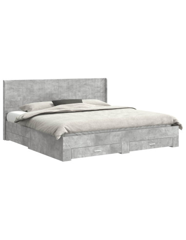 Struttura del letto con stoccaggio e testata Grigio Cemento