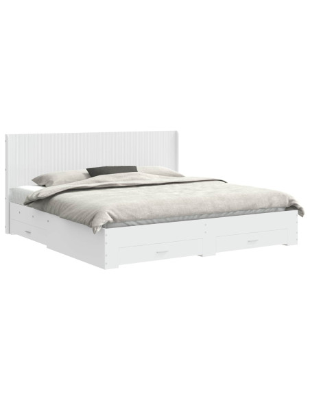 Struttura del letto con stoccaggio e testata Bianco