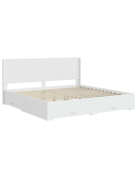 Struttura del letto con stoccaggio e testata Bianco