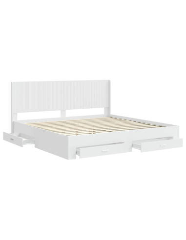 Struttura del letto con stoccaggio e testata Bianco