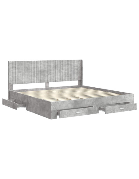 Struttura del letto con stoccaggio e testata Grigio Cemento