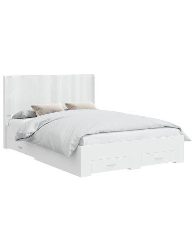 Struttura del letto con stoccaggio e testata Bianco