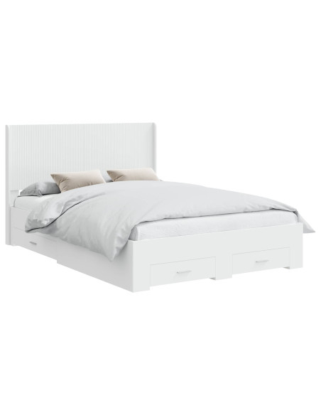Struttura del letto con stoccaggio e testata Bianco