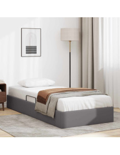 Letto ottomano Grigio 100 x 200 cm Pelle Sintetica