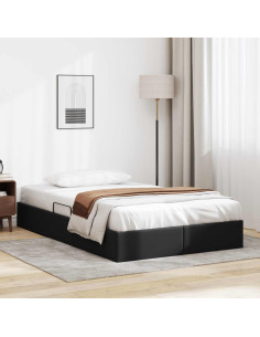 Letto ottomano Nero 120 x 190 cm Pelle Sintetica