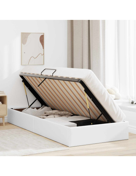 Letto ottomano Bianco Puro 100 x 200 cm Pelle Sintetica