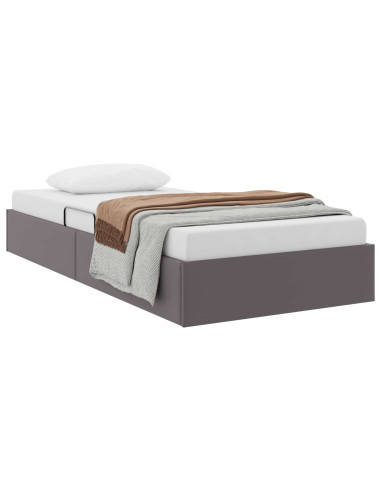 Letto ottomano Grigio 100 x 200 cm Pelle Sintetica