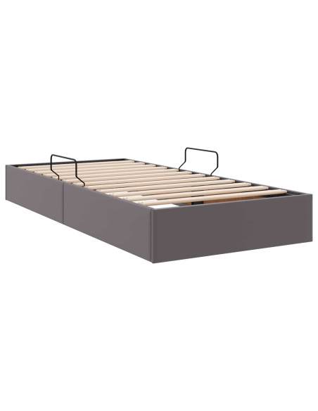 Letto ottomano Grigio 100 x 200 cm Pelle Sintetica