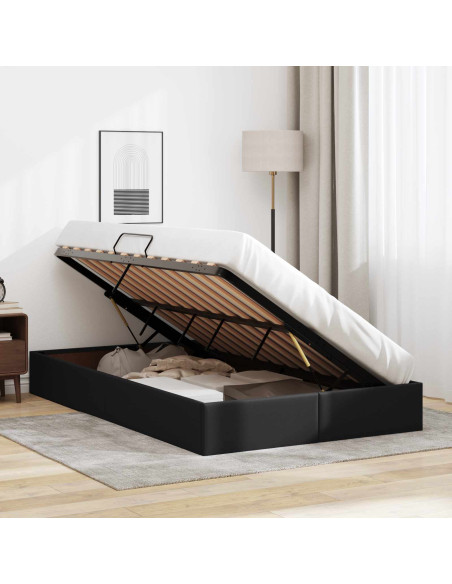 Letto ottomano Nero 120 x 190 cm Pelle Sintetica