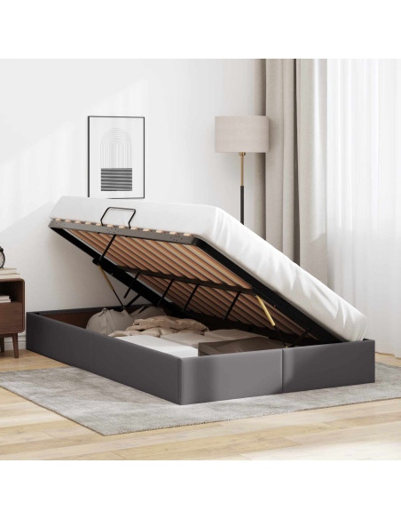 Letto ottomano Grigio 120 x 200 cm Pelle Sintetica