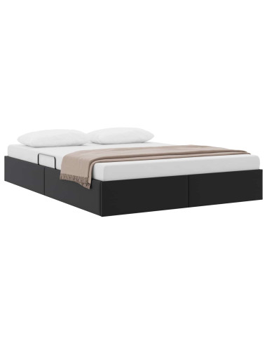 Letto ottomano Nero 140 x 190 cm Pelle Sintetica