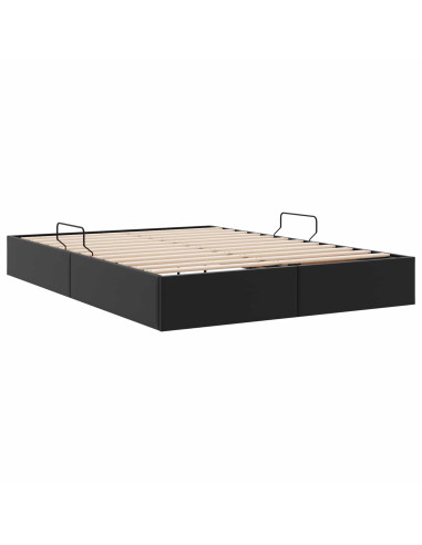 Letto ottomano Nero 140 x 190 cm Pelle Sintetica