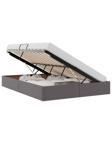 Letto ottomano Grigio 140 x 190 cm Pelle Sintetica