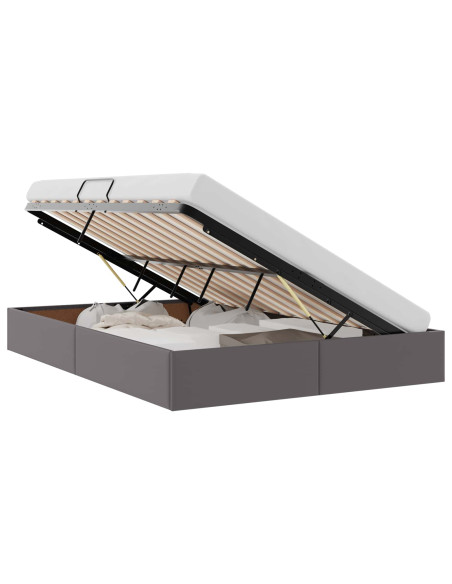 Letto ottomano Grigio 140 x 190 cm Pelle Sintetica