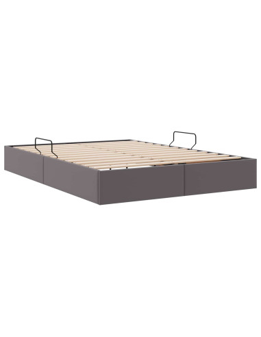Letto ottomano Grigio 140 x 190 cm Pelle Sintetica