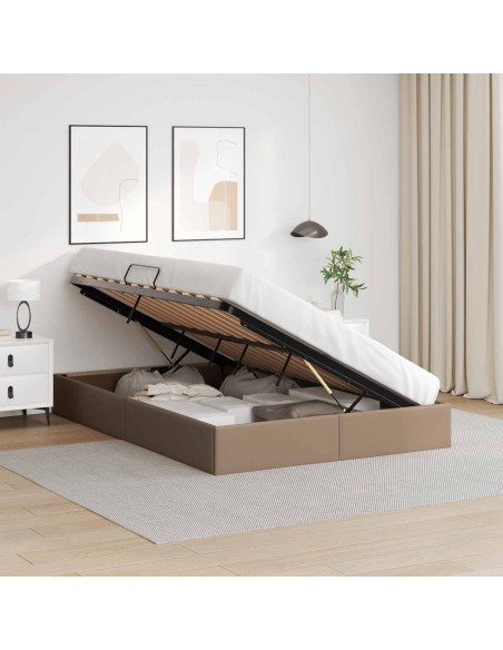 Letto ottomano Cappuccino 140 x 190 cm Pelle Sintetica