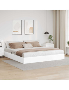 Letto ottomano Bianco Puro 200 x 200 cm Pelle Sintetica