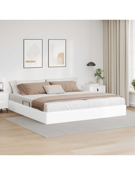 Letto ottomano Bianco Puro 200 x 200 cm Pelle Sintetica