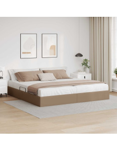 Letto ottomano Cappuccino 200 x 200 cm Pelle Sintetica