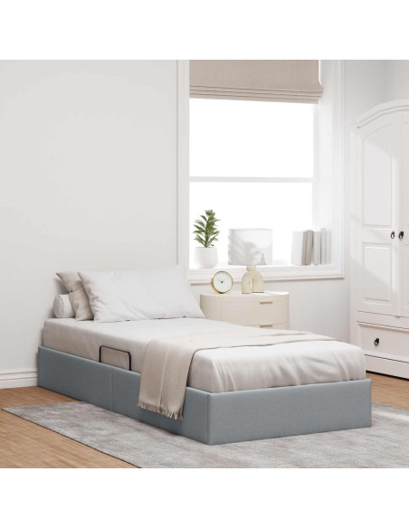 Letto ottomano Grigio chiaro 90 x 200 cm Tessuto