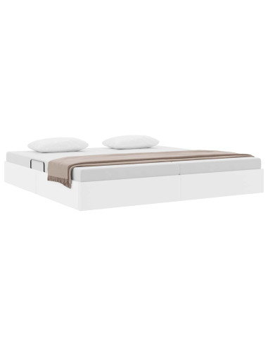 Letto ottomano Bianco Puro 200 x 200 cm Pelle Sintetica