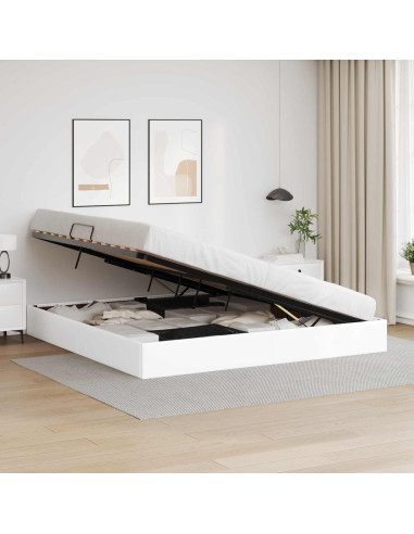 Letto ottomano Bianco Puro 200 x 200 cm Pelle Sintetica