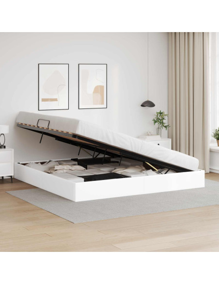 Letto ottomano Bianco Puro 200 x 200 cm Pelle Sintetica