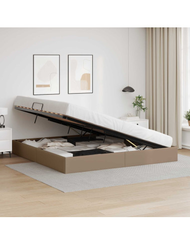 Letto ottomano Cappuccino 200 x 200 cm Pelle Sintetica