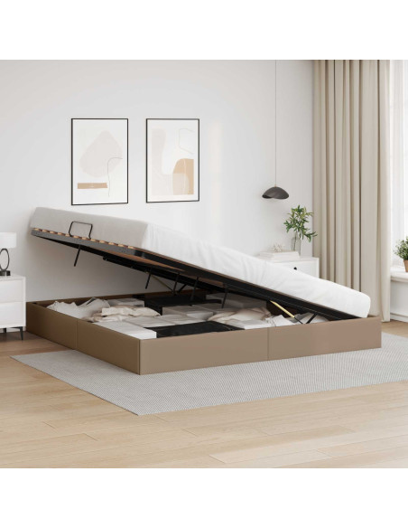 Letto ottomano Cappuccino 200 x 200 cm Pelle Sintetica