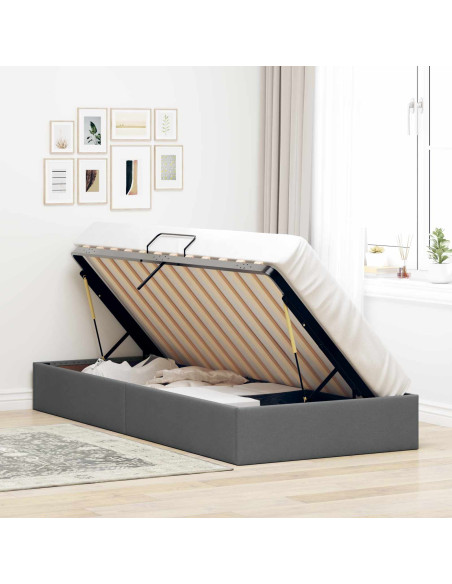 Letto ottomano Grigio scuro 90 x 190 cm Tessuto
