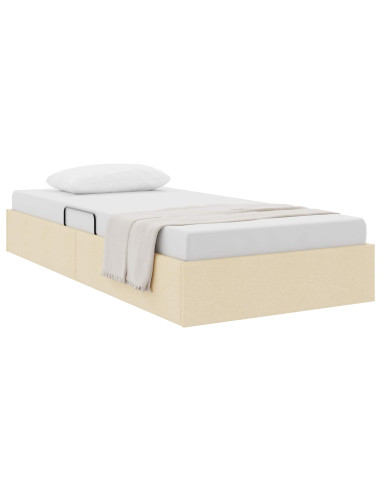 Letto ottomano con archiviazione Crema 90 x 190 cm Tessuto