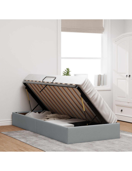 Letto ottomano Grigio chiaro 90 x 200 cm Tessuto