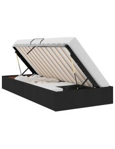 Letto ottomano con archiviazione Nero 90 x 200 cm Tessuto 2