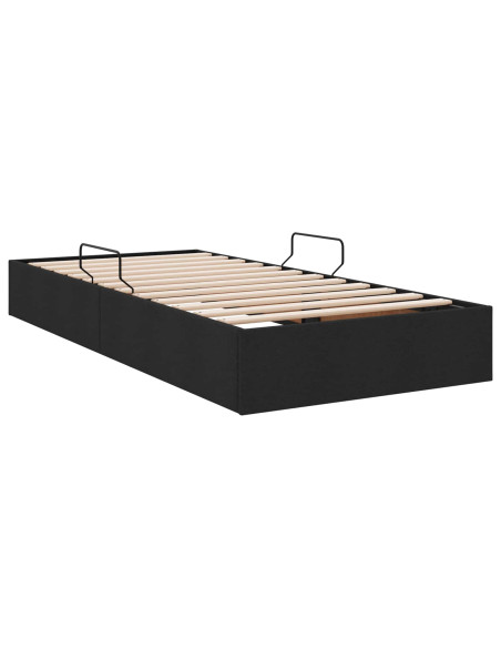 Letto ottomano con archiviazione Nero 90 x 200 cm Tessuto