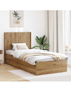 Struttura del letto con stoccaggio e testata Rovere Artigianale