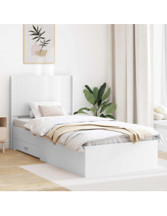 Struttura del letto con stoccaggio e testata Bianco 90 x 190 cm