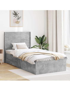 Struttura del letto con stoccaggio e testata Grigio Cemento