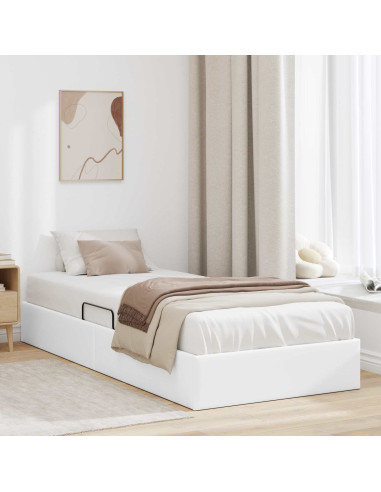 Letto ottomano Bianco Puro 90 x 190 cm Pelle Sintetica