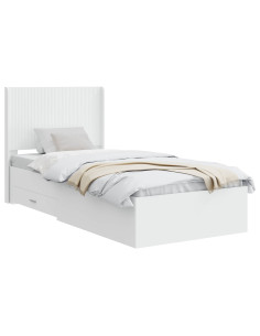 Struttura del letto con stoccaggio e testata Bianco 90 x 190 cm 2