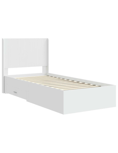 Struttura del letto con stoccaggio e testata Bianco 90 x 190 cm