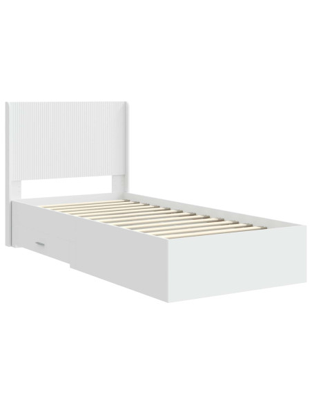 Struttura del letto con stoccaggio e testata Bianco 90 x 190 cm