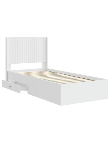 Struttura del letto con stoccaggio e testata Bianco 90 x 190 cm