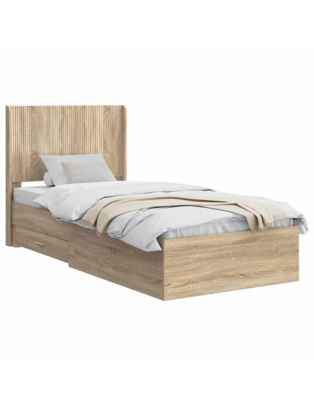 Struttura del letto con stoccaggio e testata Rovere Sonoma