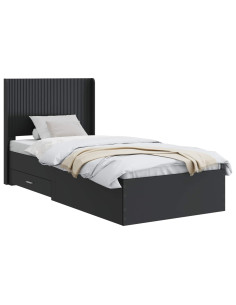 Struttura del letto con stoccaggio e testata Nero 75 x 190 cm 2