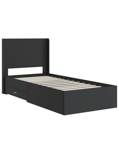 Struttura del letto con stoccaggio e testata Nero 75 x 190 cm