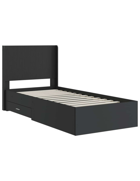 Struttura del letto con stoccaggio e testata Nero 75 x 190 cm
