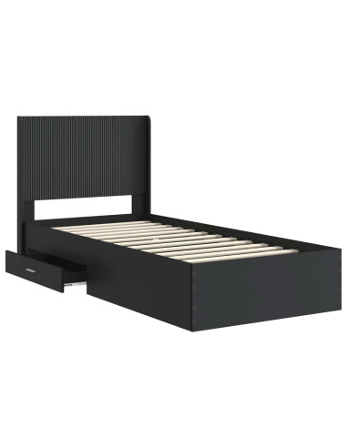 Struttura del letto con stoccaggio e testata Nero 75 x 190 cm